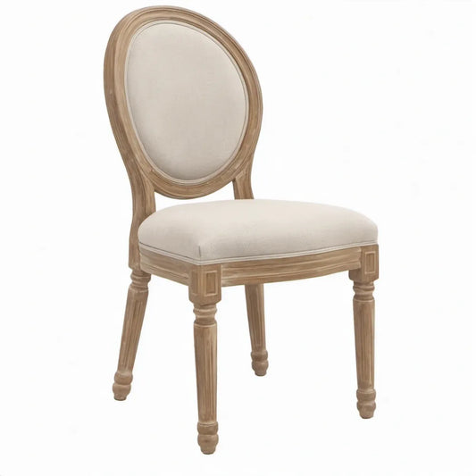 Eetkamerstoel met ovale rugleuning, beige/naturel, 50 x 55 x 98 cm