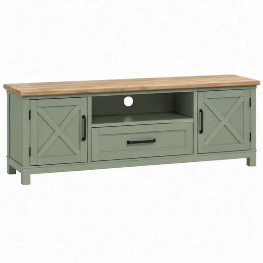 TV-meubel met 2 deuren en 1 lade, 140 x 40 x 60 cm, groen/naturel/zwart