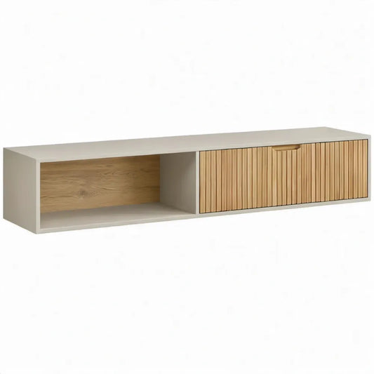 TV-meubel met schuifdeuren 180 x 40 x 45 cm Wit/Eikenkleurig MDF