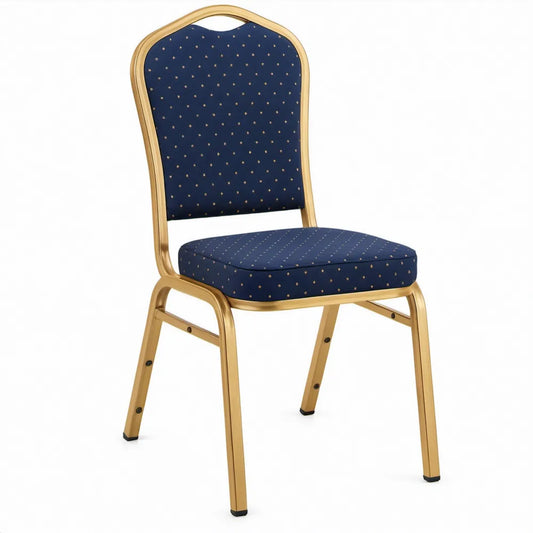 Stoel met hoge rugleuning 93 x 46 x 55 cm donkerblauw en goudkleurig